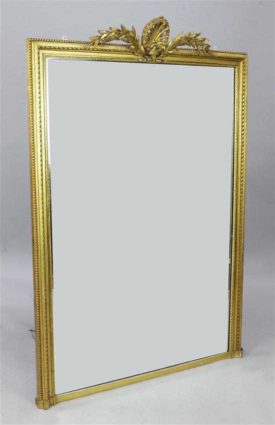 A 19th century giltwood overmantel mirror, H. 4ft 9in. W. 3ft 2in.